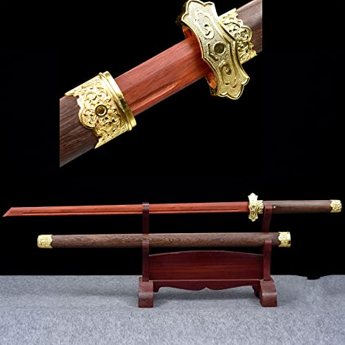 99 cm rak katana, mahogny med rosenträslida, handgjorda raka samurai-svärd för kendoövning, hemkollektion, dekoration, rollspel