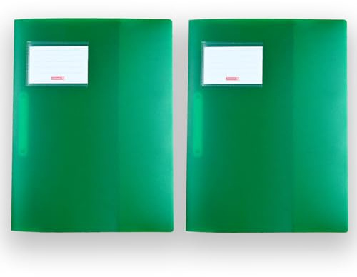 Brunnen | 2 Schnellhefter FACT! pp (2er Set grün) (A4, transluzent, mit Namensschild, Einstecktasche, Dokumentenmappe, Schulsachen, Fächermappe, Hefter, Organisator, A4 Folder)