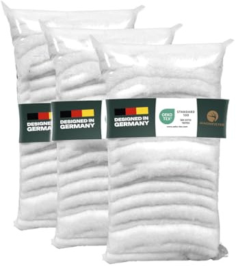 Füllwatte 900g im - Füllmaterial u. Füllwatte für Kuscheltiere, Kissen, Basteln - Kissen Füllung waschbar bis 95 °C - perfekt als Füllwatte o. Bastelwatte