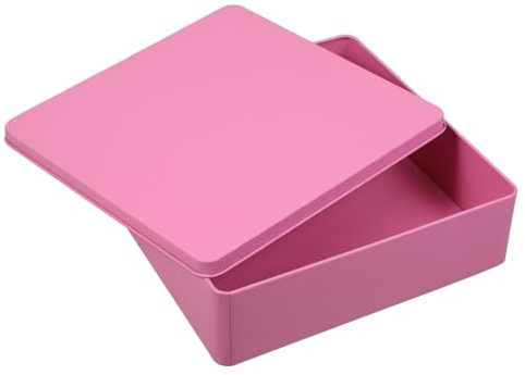 Alipis Tinplate Storage Box with Lid Square Tin Container for Cookies Snacks and Gifts Space-Saving Kitchen Organiser Decorative Box for Home Storage 7.87 X 7.87 X 2.20 in