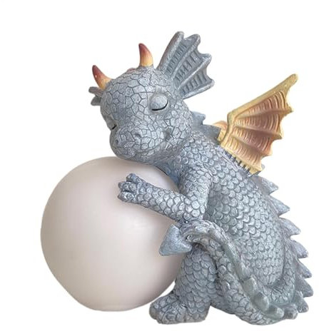 Statue de jardin dragon endormi – Figurines décoratives de dinosaure endormi | Sculpture de dragon mignon en résine pour décoration de jardin et de cour