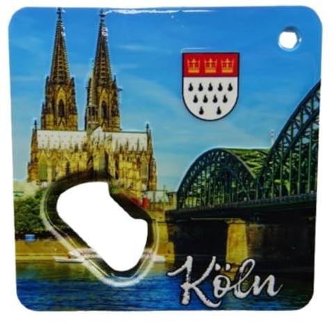 Souvenir Magnet & Flaschenöffner Köln Dom Rheinbrücke 8 x 8 cm Kühlschrankmagnet Deko GCG 1060020