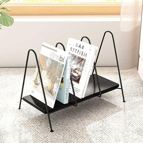 ZIHESY Bodenständer Prospektständer 3 GroßE Taschen Iron Zeitschriftenständer Magazine Rack Stand, Büroregale Katalog Literaturständer für Broschüren & Magazine(Black)