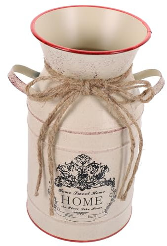 STOBAZA Adornos De Jarra De Leche Retro Maceta De Hierro Jarrón Rústico Vintage Decorativo