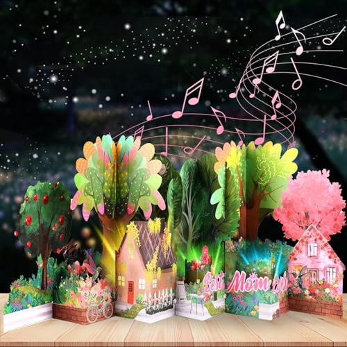 Ecloverlife Muttertagskarte, Große 3D-Muttertagskarte mit Musik und Licht, Alles Gute zum Muttertag Karte für Mama, Frau, Best Mom