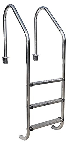 Rampe de Piscine en Acier Inoxydable 304, échelle de Piscine de 1 à 1,4 m, épaisseur de paroi du Tube 1 mm, capacité de Charge 250 LB, Argent, 3 marches