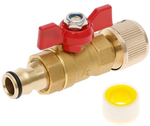 Brass Connector with Control Valve, Quick Release in Line Water Shut Off Valve for Join Garden Hose Pipe Tube Hose Reels and Tanks (Brass One Male and One Female)