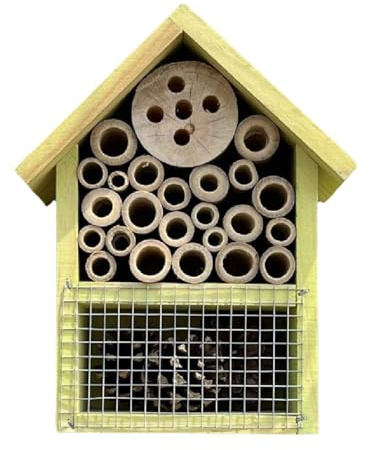 MagiDeal Bienenhaus aus Holz, Garten, Lebensraum, Terrasse, Outdoor, wetterfestes Nest, Balkon, Holz, Bienenkasten, hängendes Schmetterlingshotel für Bestäuber, Gelb