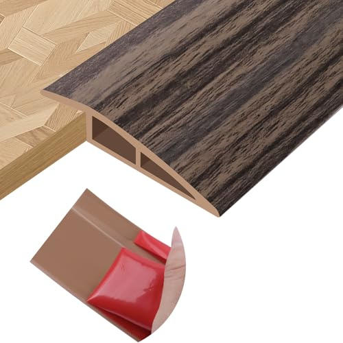 Übergangsprofil selbstklebend Türschwellenrampe Übergangsprofil Höhenausgleich PVC Übergangsleiste Boden Türschwellen Leiste Abdeckleisten für Fußböden Schwellen (Graubraun Holzmaserung, 20mm×1m)