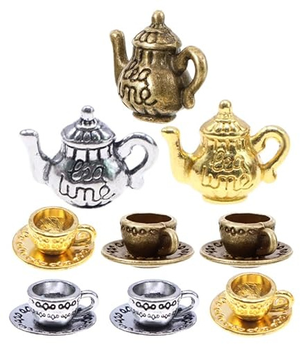Operitacx Ensemble De Service À Thé Miniature en Métal 3 Pièces Décoration Vintage pour Maison De Poupée Accessoires Cuisine Enfant
