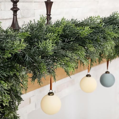 Fezaphy Artificial Christmas Garlands Faux Cedar Pine Garland Cypress Greenery Garland for Fireplace Stairs Table Mantle Window Indoor Outdoor Xmas Tree Holiday Decoration (6FT-1 Pack)