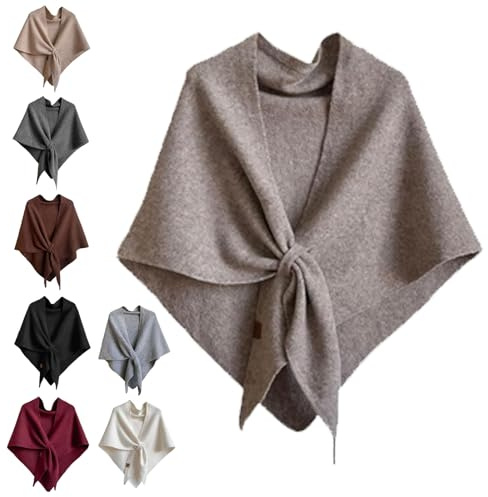 Biohofer Unifarbener Damenschal, Damen Schal Aus Wollmischung In Volltonfarbe, All-Match-Dreiecksschal Umhang Poncho-Pullover, für im Frühling und Sommer, 8 Farben Passend (Camel,180*120cm)