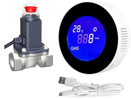 WIFI Tuya Natural LPG Gas Leak Detector With Electric Solenoid Valve Automatic Smart Shut Off Methane CH4 Leakage Alarm Sensor Quickly Accurate(With DN20 Valve)