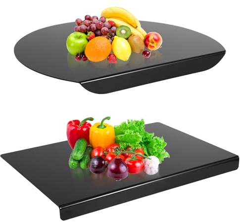 2 Pcs Thickened Acrylic Chopping Board, Modern style black chopping board, Protect countertop, health, Easy to clean, wear-resistant,acrylic chopping board with counter lip ( 40*30cm & 34.5*28.5cm)