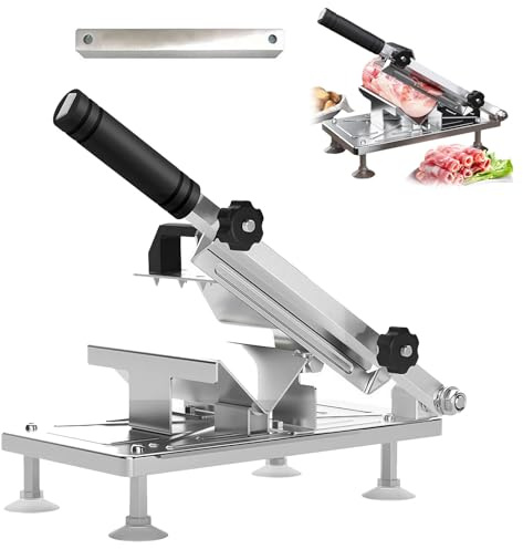 Manual Meat Slicer,Upgraded Stainless Steel Meat Cutter for Beef Mutton Bacon, Adjustable Thickness, Easy to Clean, Home Food Slicing Machine Vegetable Slicer, for Cold Cuts, Cheese, Bread (Set1)