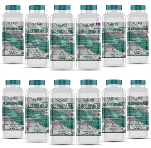GiDeli Isopropanol Teknisk 12 x 1 l – isopropylalkohol 99,9 % – rengöring av elektroniska komponenter och 3D-skrivartillbehör