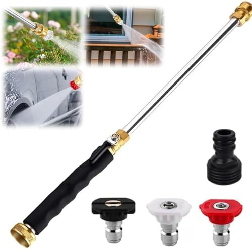 Pressure Washer Garden Sprayer,High Pressure Washer Wand with 3 Interchangeable Spray Tips,High-Pressure Washer Nozzles for Car Washing,Patios,Gardens,Outdoor Cleaning (Black)