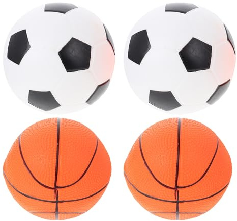 KALLORY 4 Balones Inflables de PVC, Balón de Baloncesto y Fútbol de Simulación, Juguete Seguro y Creativo para Juegos Infantiles