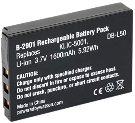 Amsahr BT-KDKLIC5001-1CT Numérique Remplacement Caméra/Caméscope Batterie pour Kodak Klic-5001/Easyshare Dx6490/Dx7590/Dx7630/P712/P850 Gris