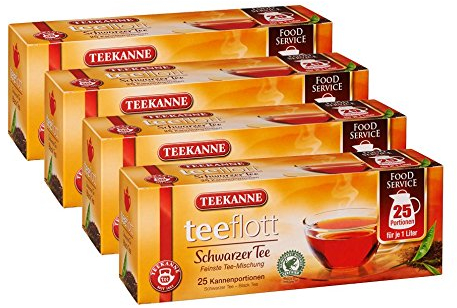 Teekanne teeflott 1 Liter Beutel Schwarzer Tee 4er Pack