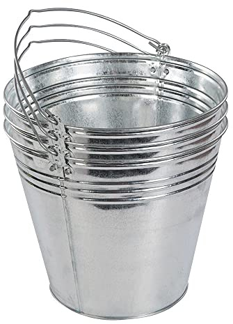 Silverline 907044 Lot de 3 Seaux en Acier galvanisé, Argent