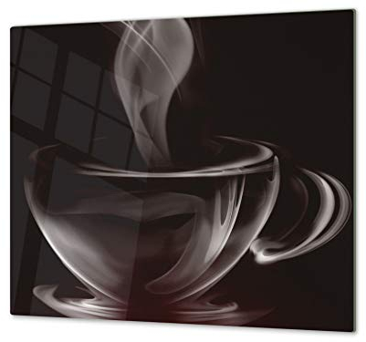 Tagliere in VETRO temperato – Proteggi-piano di lavoro e spianatoia – Copri-piano cottura – pezzo UNICO (60x52cm) o DUE pezzi (30x52cm ognuno); D05 Serie Caffè: Caffè 6