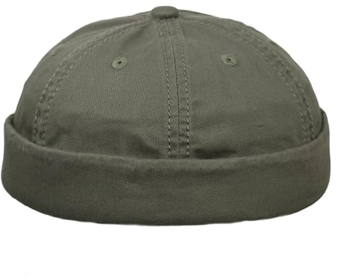 Balke Docker Cap | Helmschale aus reiner Baumwolle | Stone Washed Look | Einheitsgröße verstellbar | Sommer/Winter, Grün One size