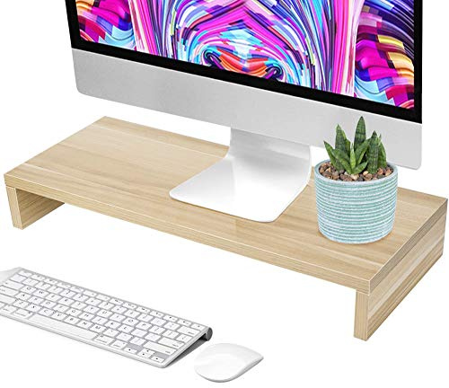 Ejoyous Wood Monitor Stand Riser, Screen Elevation Desk Monitor Stand Ergonomic Laptop Stand for Computer Laptop 50 x 20 x 7.7cm (Natural Wood Color)