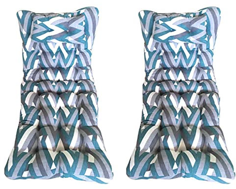 Cisne 2013, S.L. Pack 2 Cojín Colchoneta para Tumbona de jardín y Playa 180x55x8cm. Cojín Relleno de Fibra Hueca Que Proporciona Gran Comodidad, Incluye Almohada. Colores Estampados (Triángulo)