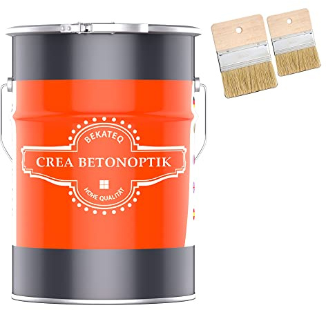 BEKATEQ Betonoptik in Betongrau 20kg, Limewash Style Betonlook bis 50qm Betonspachtel inkl. Werkzeug, Effektspachtel, Sichtbeton, fugenlose Wandgestaltung in Bad, WC, Wohnzimmer, Büro S1002
