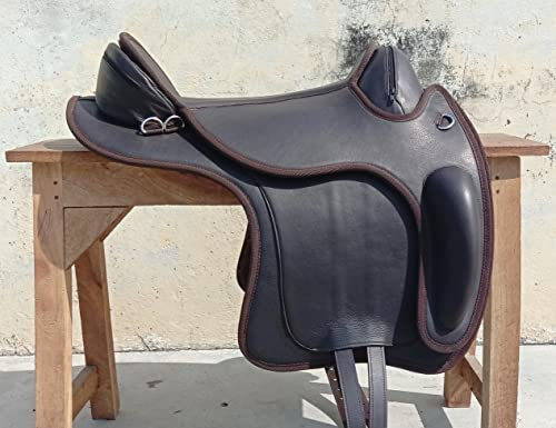 WILDRACE Neuer Bareback-Pferdesattel aus Leder/New Bareback Leather Horse Saddle (18 inch, Brown)