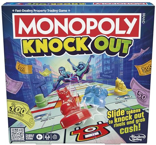 Hasbro Gaming Monopoly Knockout, Brettspiel für 2-8 Spieler, Familienspiele für Kinder und Erwachsene im Alter von 8+ Jahren