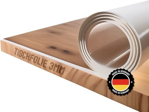 Trente Pellicola per tavolo 80 x 180 cm - spessore 3 mm - protezione per tavolo con bordi smussati, tovaglia trasparente, rettangolare, dimensioni a scelta, pellicola protettiva, lavabile