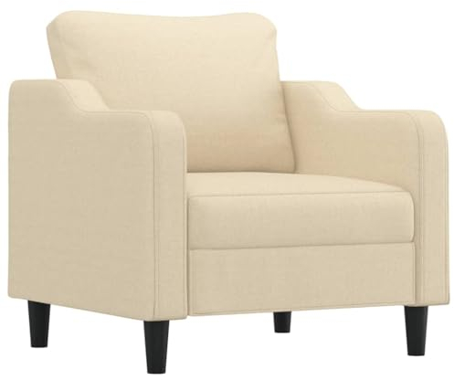 vidaXL Sessel, Sofa Relaxsessel mit gepolstertem Sitz Armlehnen, Fernsehsessel Loungesessel mit Metallgestell, Polstersessel Ruhesessel, Creme Stoff