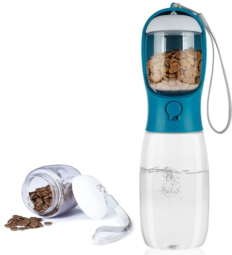 AVELORA Dog Water Bottle,Portable pet Water Bottle with Food Container,Outdoor Portable Water Dispenser for Cat,Rabbit,Puppy and Other Pets for Walking,Hiking,Travel(19oz)