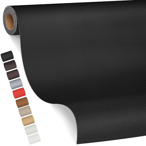 Leder kunstleder selbstklebend Schwarz, 80 x 200cm leder reparatur set für Möbel, Sofa, Autositze, Taschen, Leder Reparatur und Renovierung(Schwarz)