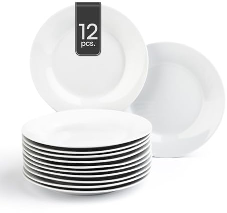 Home4You Dessertteller - Weiß - Ø 20 cm - Porzellan - 12er Set