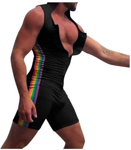 Gefomuofe Jumpsuit Herren Kurz Body Bodysuit Erwachsene Strampler Pyjama Einteiler Jogginganzug Sportanzug Schnelltrocknend Onesie Schutzoverall Arbeitskleidung Schlafoverall