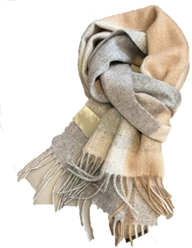 Damen-Wollschal, kariert, Quaste, warmer Schalldämpfer, Thermo-Schal für Damen, WJ1101-02pnnrk, 180-32cm