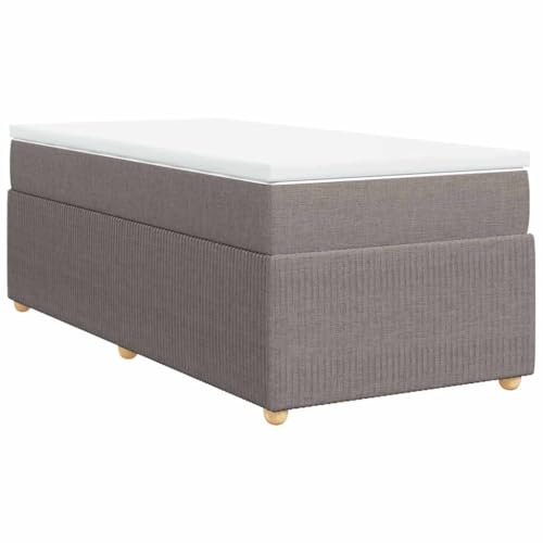 vidaXL Boxspringbett mit Matratze Taupe 100x200 cm Stoff