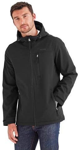 TOG24 Retner Mens Waterproof Softshell Coat & Jacket 8K Waterproof Protection, Breathable & Windproof Toggle Adjusters On Hood Opening & Microfleece Bonded For Maximum Warmth & Comfort