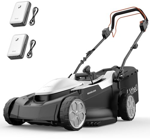 Litheli Tagliaerba Tosaerba a Batteria Semovente 43cm, 2x 20V Batterias 4.0Ah, Altezza Regolabile 25-75mm, Sacco 40L, per Prati Fino a 500m²