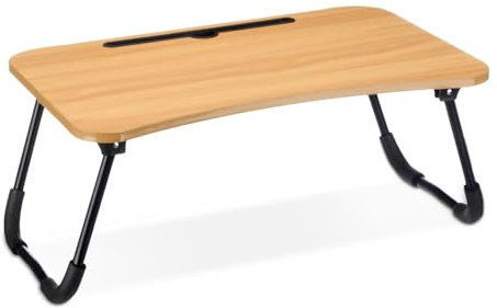 TIENDA EURASIA – Mesa Plegable Portatil | Mesa Auxiliar | 60x40x26 cm | Material Madera MDF y Metal | Marrón y Negro | Mesa para Portátil | Patas Plegables