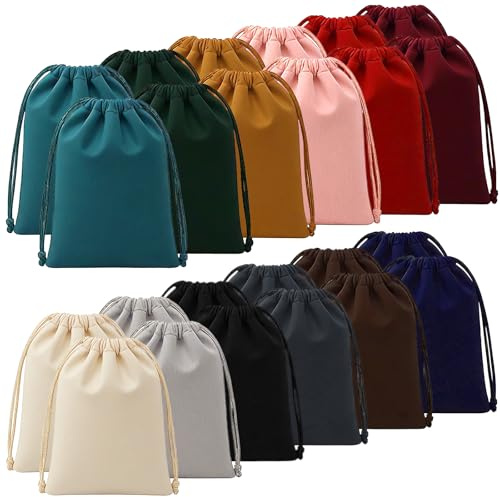 TXXATX 24 Stück Samtbeutel Schmuckbeutel mit Kordelzug 12x10 cm Samtsäckchen 12 Farben Stoffsäckchen zum Befüllen für Schmuck Armbändern Ringe Hochzeit Geburtstag Weihnachten Geschenk