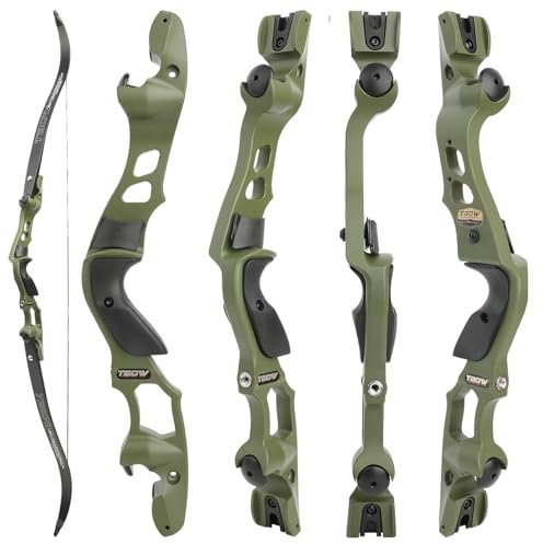 62 Bogenschießen Recurvebogen Profi Jagd - Made in USA Gordon Wurfarme, 20-60lbs Erwachsene Takedown Recurvebogen für Rechtshand Sportbogen Bogensportler (Militärgrün (Nur Bogen), 25 lbs)