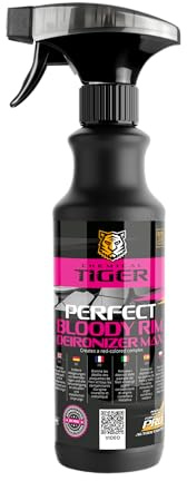 CHEMICAL TIGER - Spray limpiador de llantas y neumáticos, detallado de automóviles - Eliminador de partículas de hierro, con cambio de color, pH neutro, para llantas - BLOODY RIM DEIRONIZER MAX -500ml