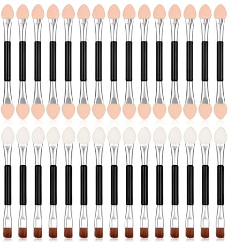 Double Head Eyeshadow Brushes, 30 Pcs Double-sided Eyeshadow Applicators Soft Sponge Tipped Eye Shadow Applicator Sticks Professional Eye Makeup Cosmetic Tool for Women Girls