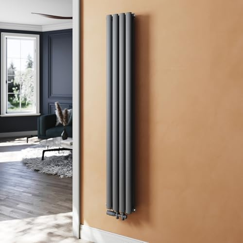 SUNXURY Termoarredo da bagno 239x1600mm, design radiatore tubolare verticale, pannello scaldasalviette a doppio strato con allacciamento multiblocco centrale, antracite