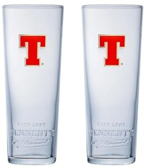 Celebration Spirits Tennents ölglas, 568 ml pintglas, set med 2, präglad logotyp