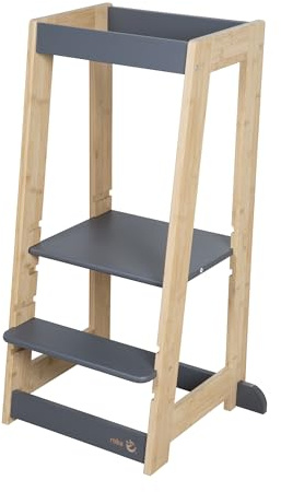 roba Tour d'apprentissage en Bois - Bicolore - Tabouret Sécurisé pour Enfants - Idéal comme Aide en Cuisine - Supporte jusqu'à 80 kg - Bambou Certifié FSC®